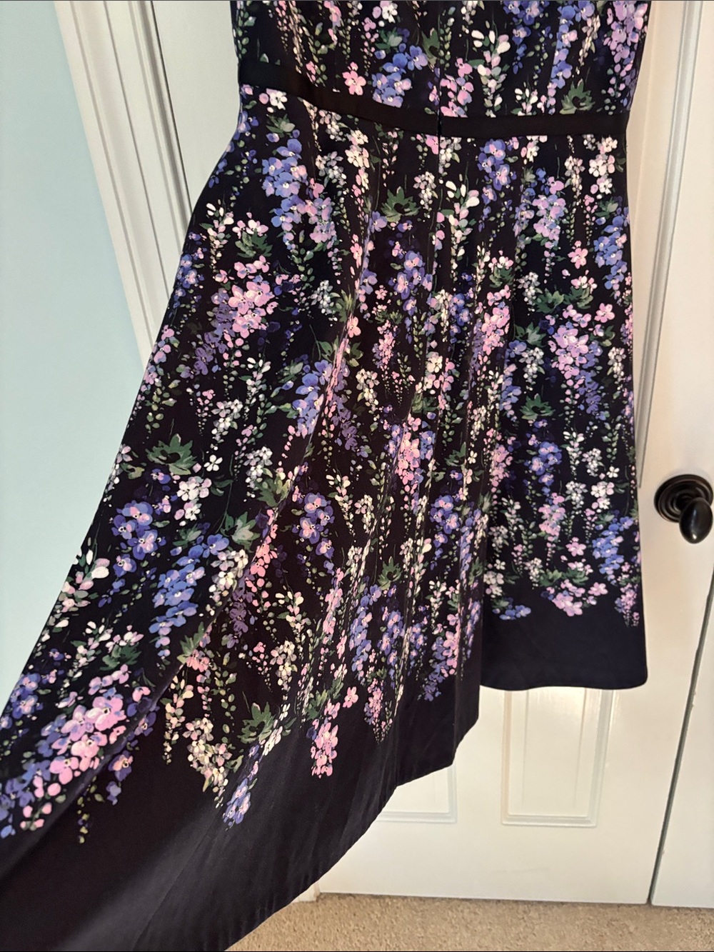 Hobbs of London Navy Floral Fit-and-Flare Sleeveless Dress - Picture 6 of 13